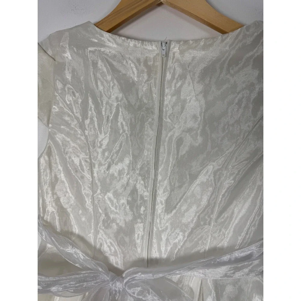 Vintage Jessica McClintock Girl 12 Dress Ivory Organza Embroidered Portrait Sash